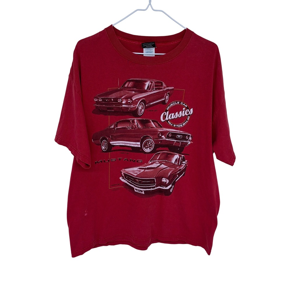 Vintage Ford GT Mustang Promo Graphic T Shirt Large Red‎ Muscle Car 90s